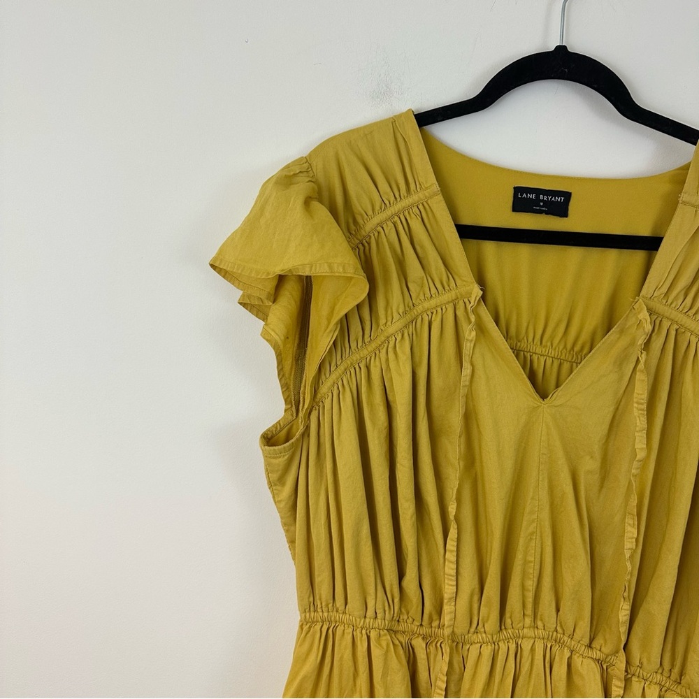 Lane Bryant Mustard Yellow Flutter Sleeve Midi Length Dress Size 18 Women's - Picture 3 of 5